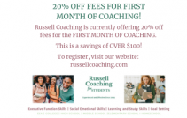 20% off fees for the first month of Russell Coaching services